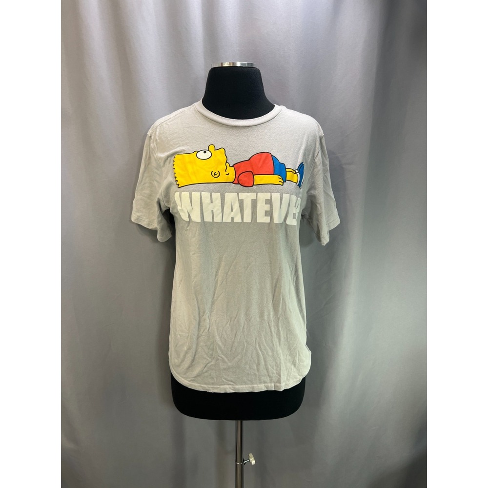 Simpsons T Shirt Boys 2XL Heathered Gray Cotton Bart Lying Down Whatever Graphic